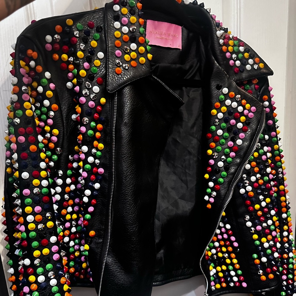 Azalea Wang Rainbow Studded Faux  Leather Jacket from Akira
